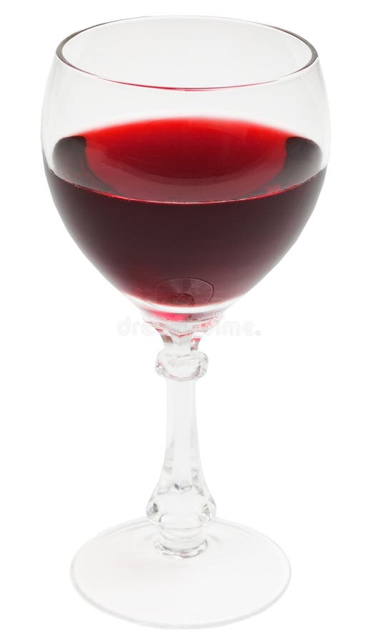 Glass filled by red wine on white background