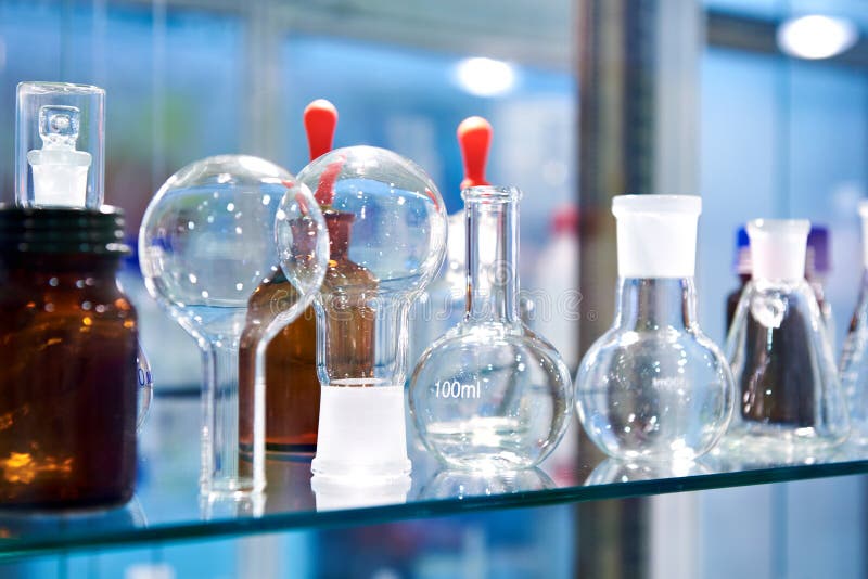 Chemicals in glass flasks stock photo. Image of line 24618610