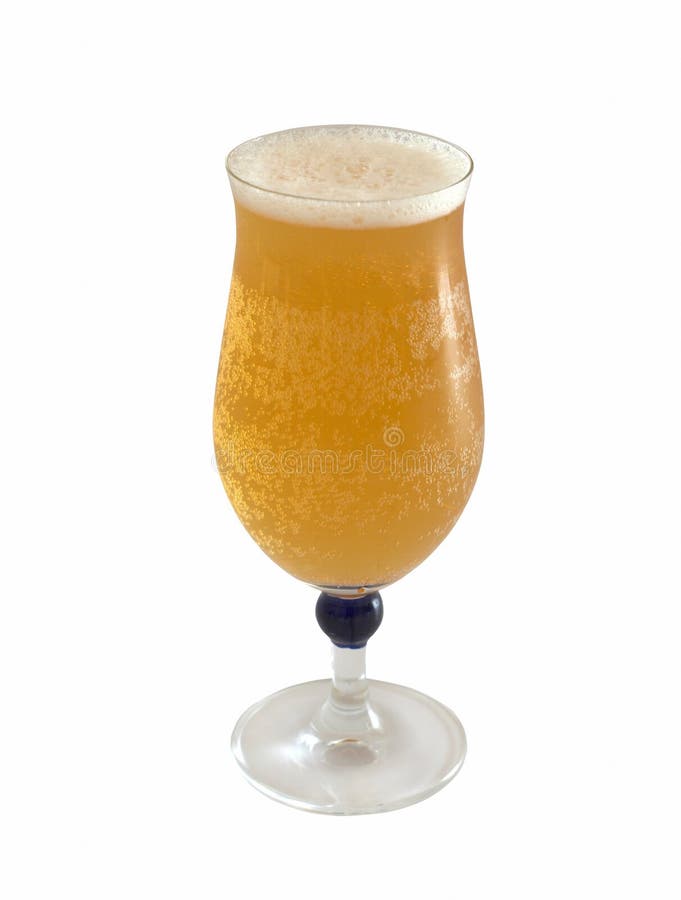 Glass of fresh cool beer with rich foam isolated