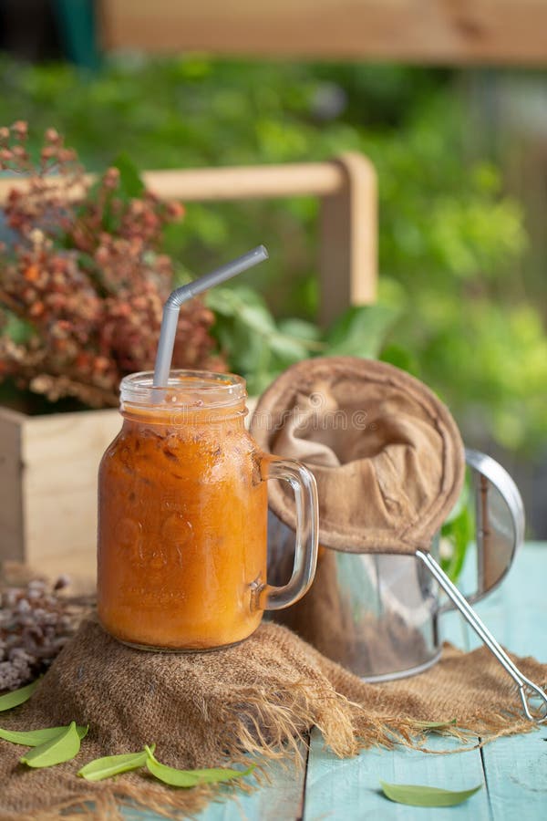 Iced red tea milk stock image. Image of straw, beverage 106319211