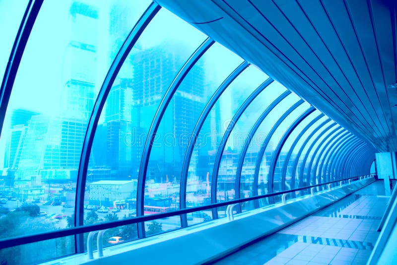 Glass spherical wall of the modern building and construction skyscraper. Glass spherical wall of the modern building and construction skyscraper