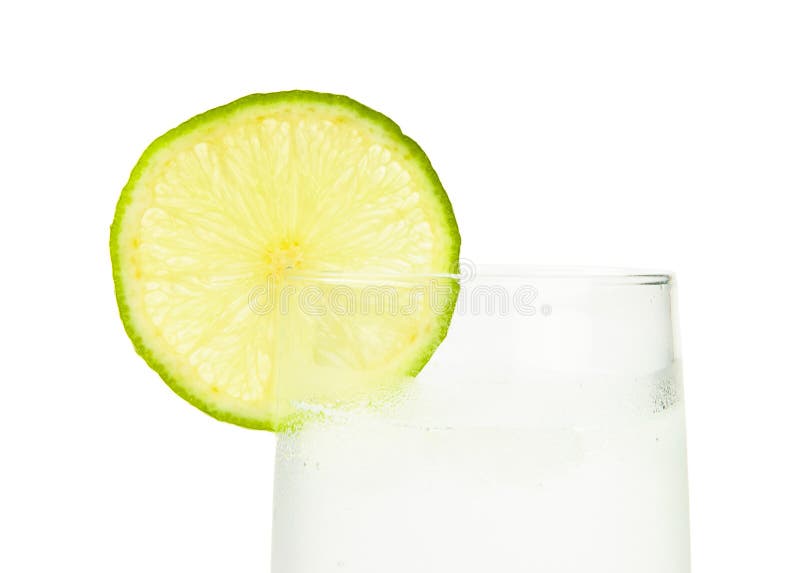 Glass of Icecold Water with Slice of Lime Stock Image Image of