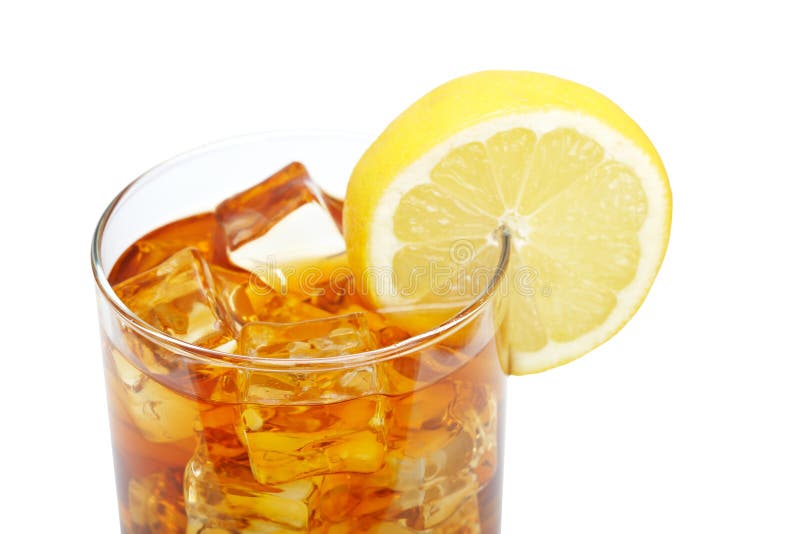 Glass of ice tea with lemon