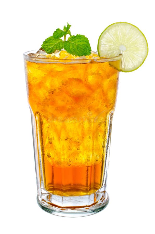 Glass Of Ice Tea With Lemon On White Background Stock Image Image of citrus, drink 34739219