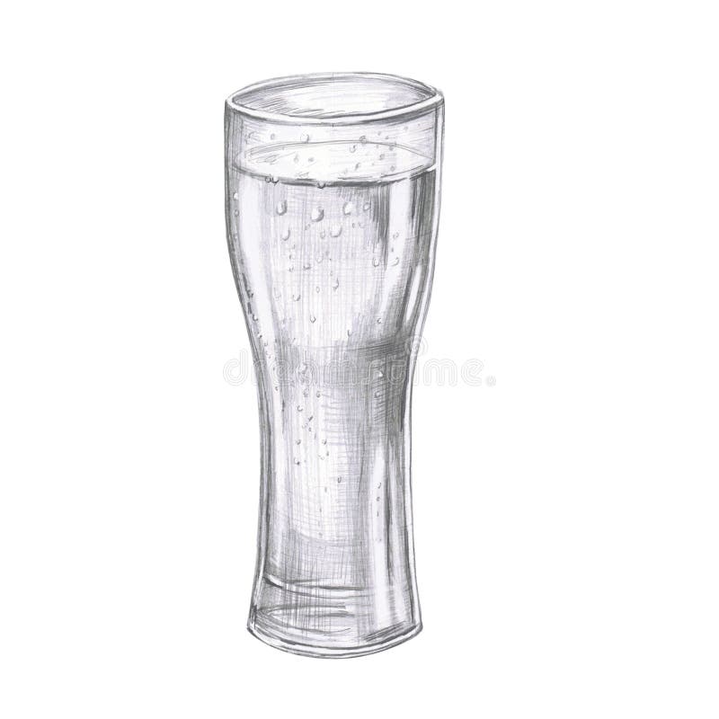 Glass Irish pint med skumöl. Isolerad pennillustration i realistisk stil för streckmenydesign stock illustrationer