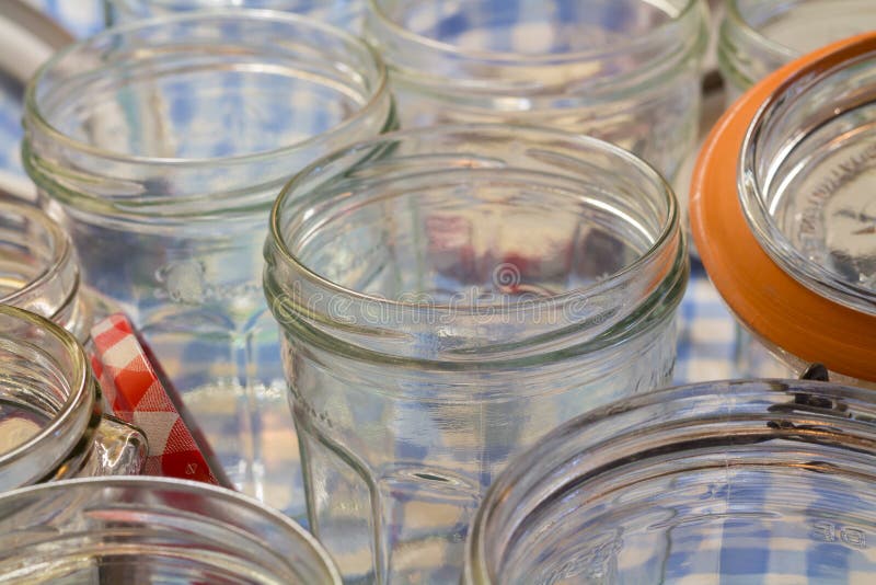 Glass jam jars stock image. Image of british, harvest 65437245