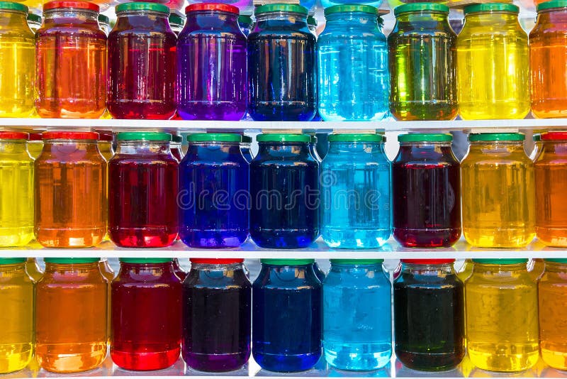 Glass Jar With Bright Liquid Stock Photo Image of color, saturated 115995932
