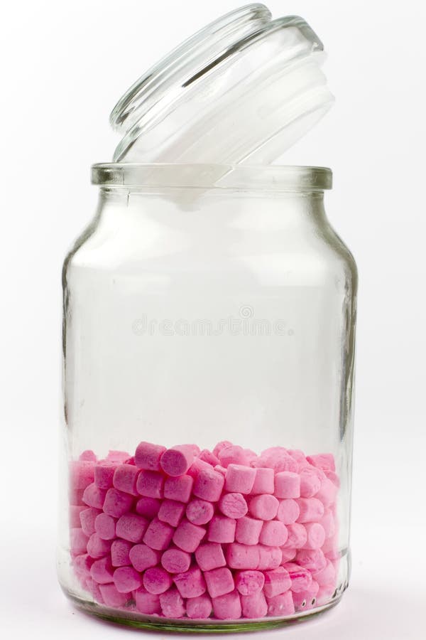 Glass Jar Filled with Pink Candy Stock Image Image of musk, coated