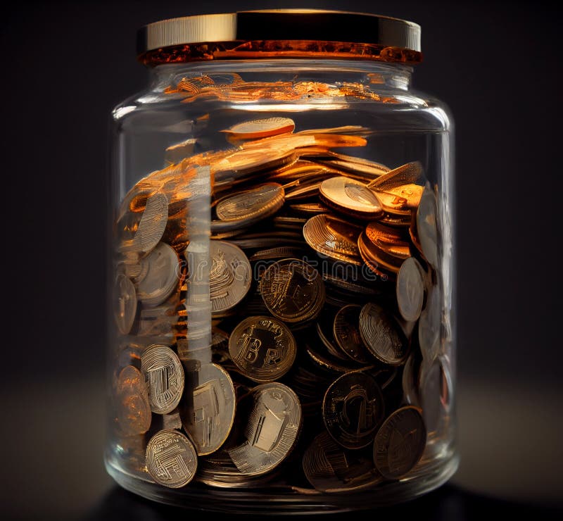 Glass Jar with Gold Coins. Save Money Stock Illustration Illustration