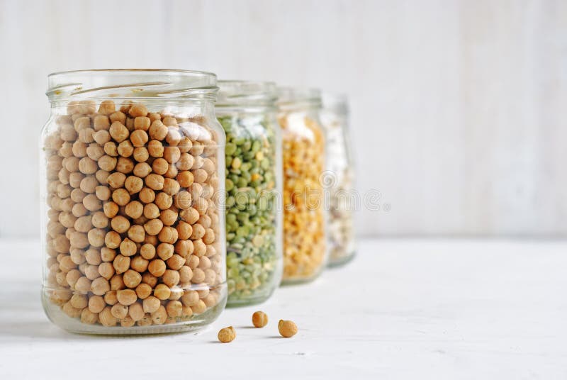 Glass Jar of Healthy Dried Chickpeas Stock Photo - Image of fiber ...
