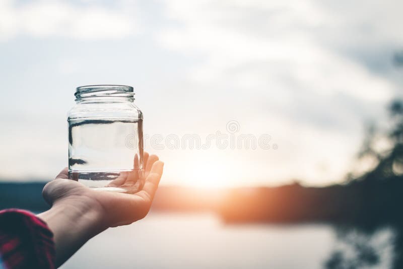 Glass Jar for Keeping Fresh Air. Stock Photo Image of close, concept