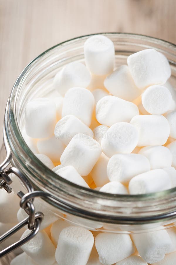 Glass Jar with Marshmallows Stock Photo Image of macro, wooden 32446714