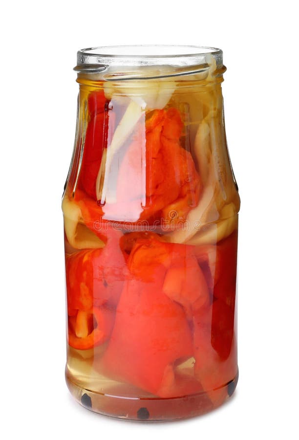Glass Jar With Conserved Red Bell Peppers Stock Image Image of