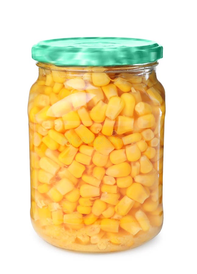 Glass Jar with Pickled Corn Isolated Stock Image Image of ingredient