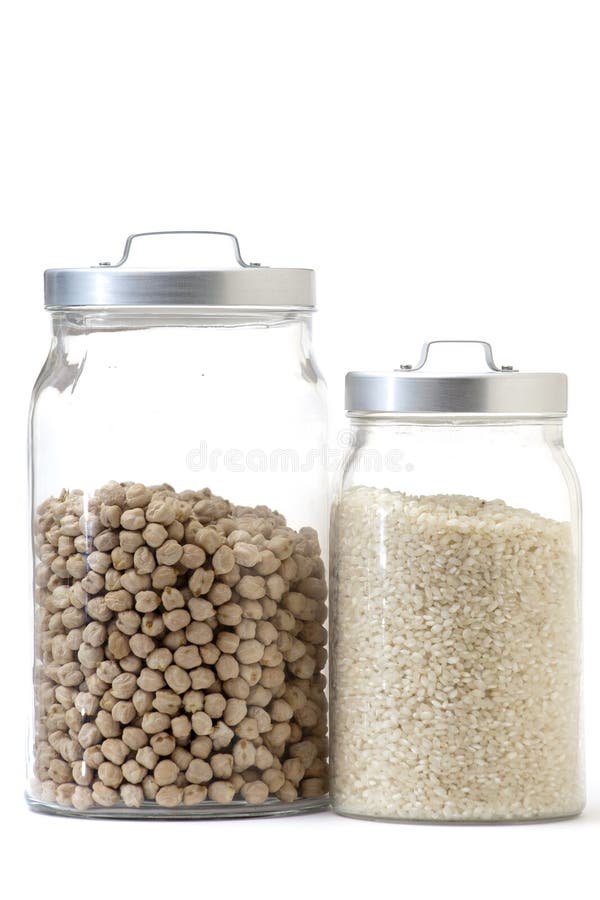 Glass Jar With Rice And Chickpeas Stock Photo - Image of chickpeas ...