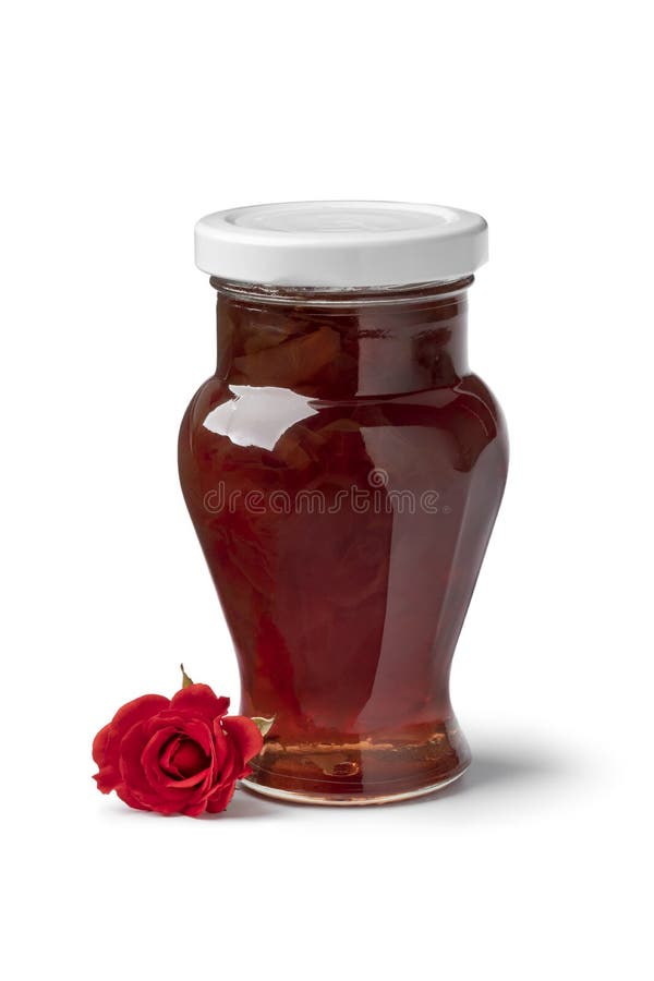 Glass Jar with Rose Petal Jam Stock Photo Image of isolated