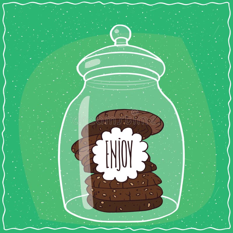 https://thumbs.dreamstime.com/b/glass-jar-stack-chocolate-cookies-inside-large-transparent-round-cyan-background-handmade-cartoon-style-94960140.jpg