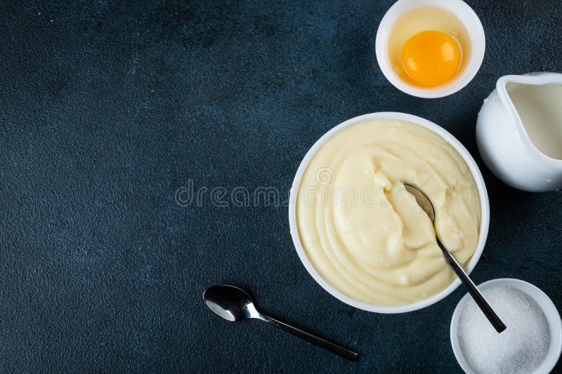 Glass Jar with Vanilla Pudding. Custard Cream Stock Image Image of