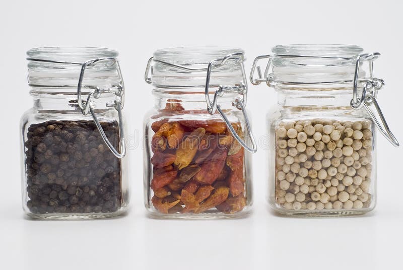 Jars full of spices. stock image. Image of black, basil 19253061