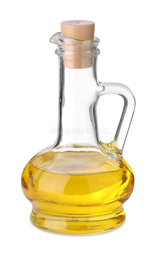 Glass Jug of Cooking Oil Isolated on White Stock Image Image of
