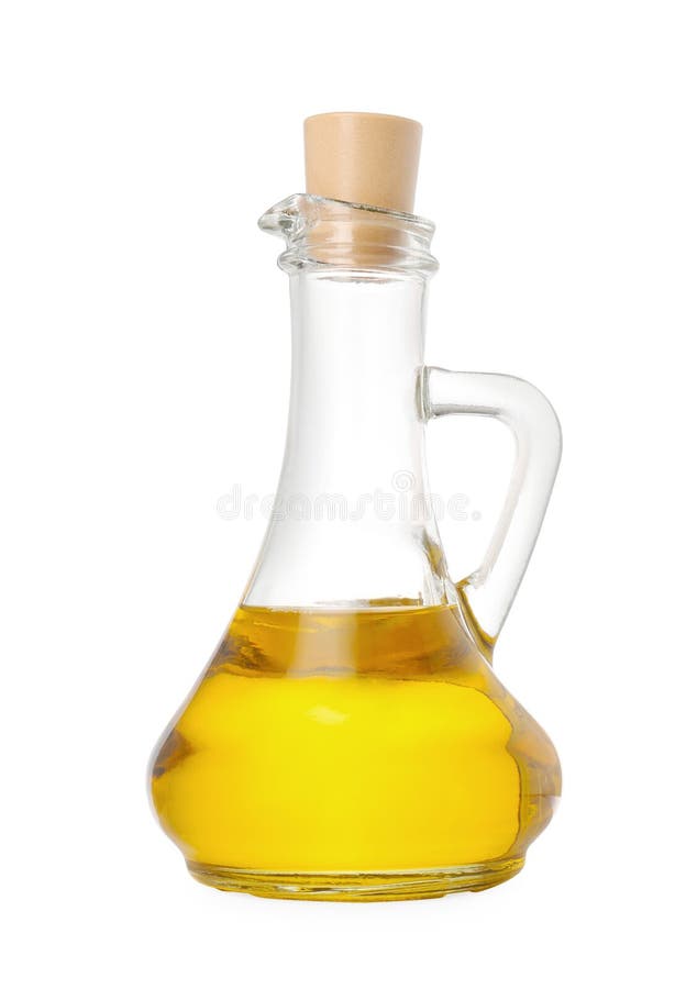 Glass Jug of Cooking Oil Isolated on White Stock Image Image of
