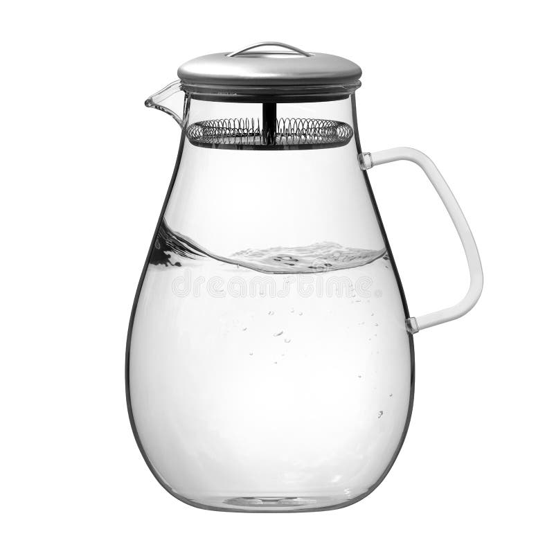 Glass Jug with Drinking Water Saturated with Air Bubbles Stock
