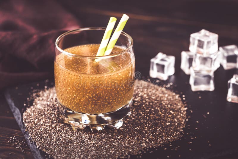 Glass of Juice with Chia Seeds Stock Photo Image of eating, grain