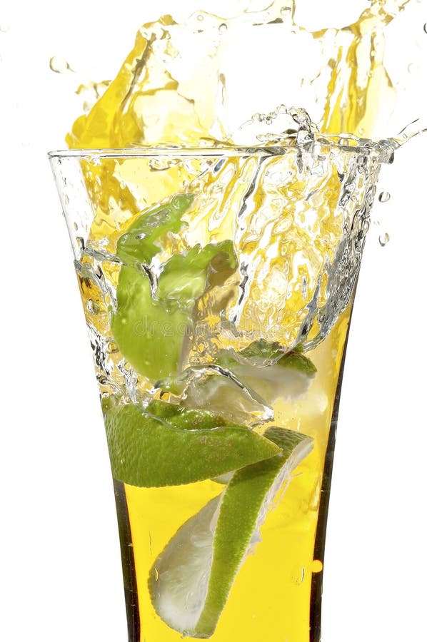 Glass with juice and lemon