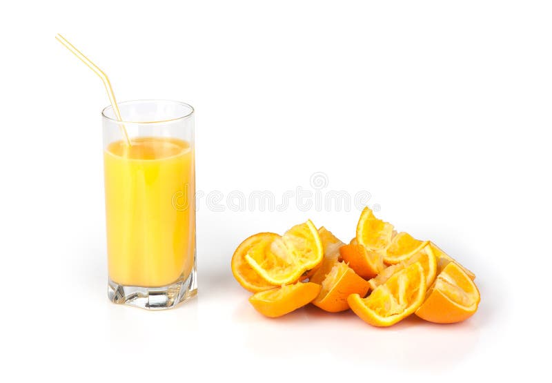 Glass of Juice and Orange Peel Stock Image Image of white, color