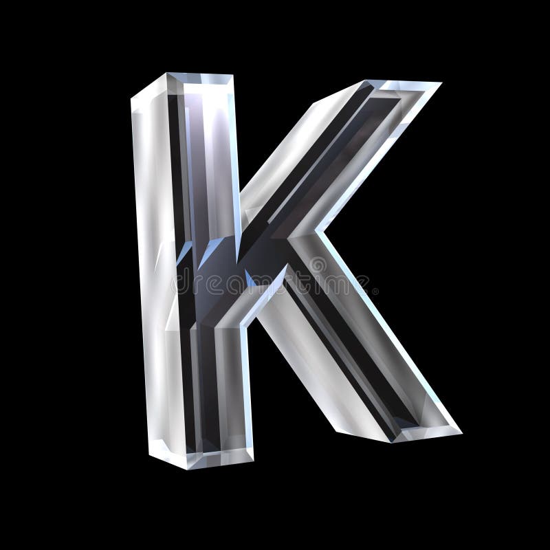 Glass K bokstav för 3d
