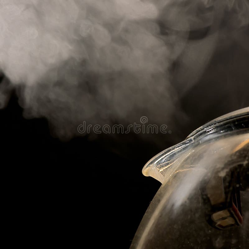 Boiling Water In Glass Kettle Stock Photo - Download Image Now