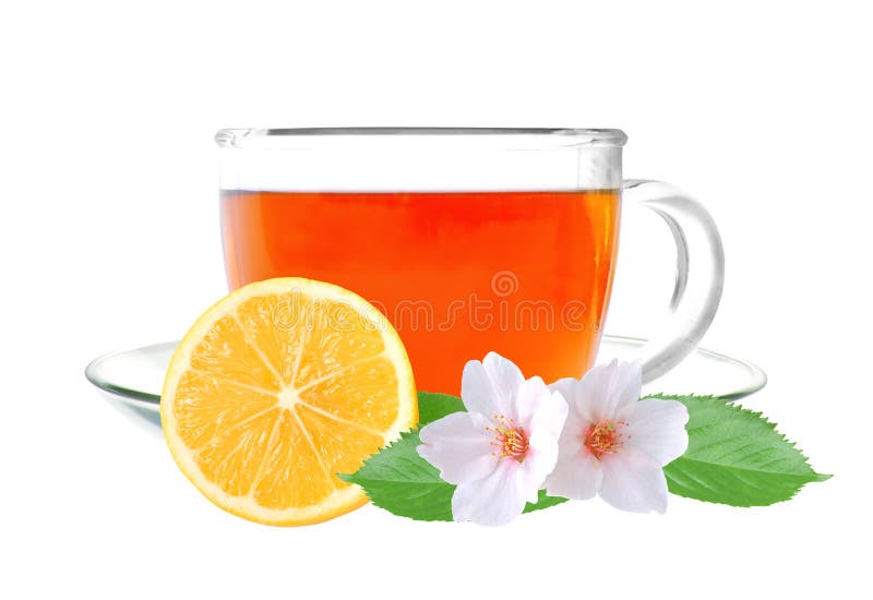 Glass koppte med citronen och jasmin blommar royaltyfri bild Glass koppte med citronen och jasmin blommar royaltyfri bild