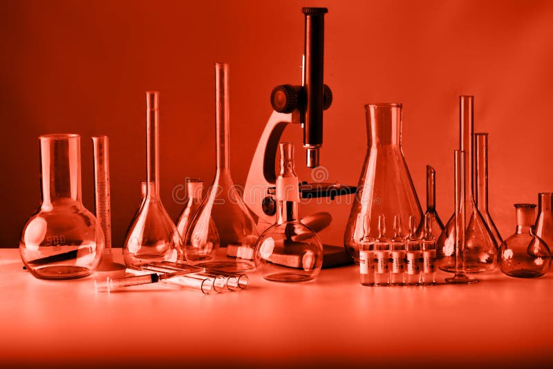 Glass lab stock image. Image of medical, light, back, bottles 5206869