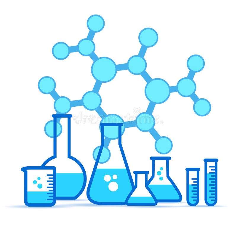 Glass Lab Jars, laboratory equipment icon set with Molecule chem