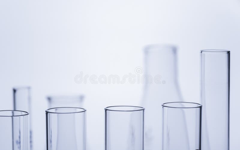 Glass laboratory chemical test tubes with liquid for analytical , medical, pharmaceutical and scientific research concept