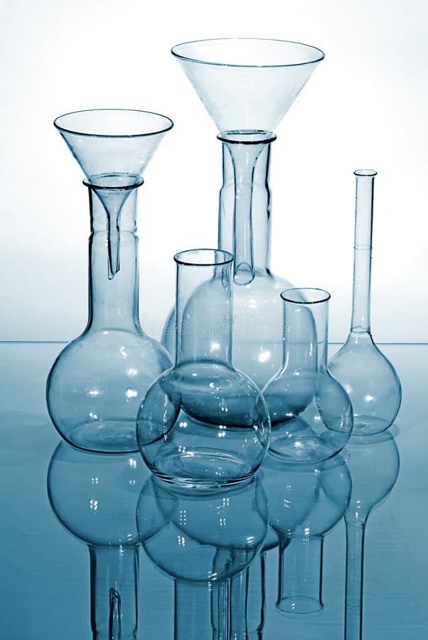 Glass laboratory equipment stock image. Image of discovery 6321127