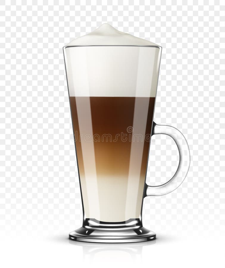 Glass with Latte Macchiato on Transparent Background Stock Illustration -  Illustration of cream, closeup: 112655835