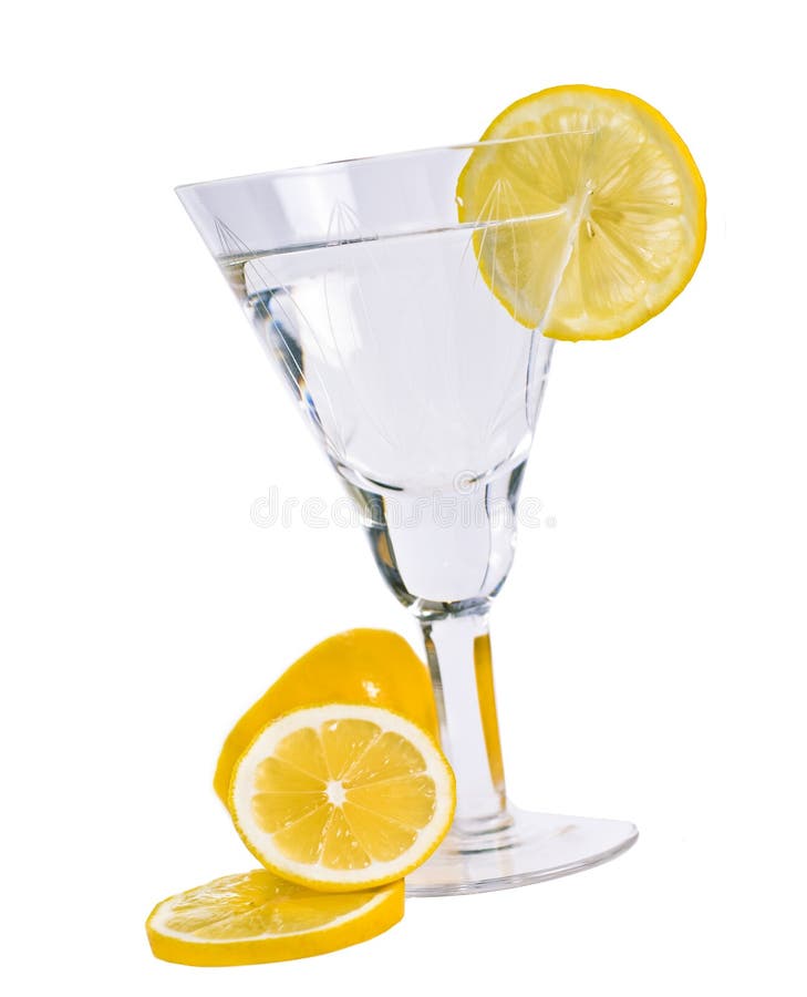 Glass with a lemon segment