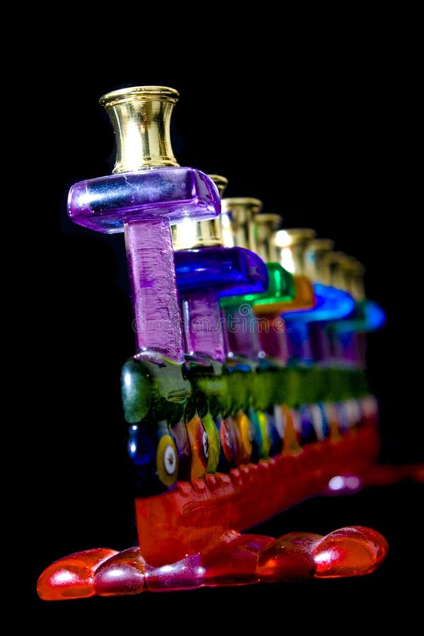 Glass menorah on black stock photo. Image of ceremonial 12040202