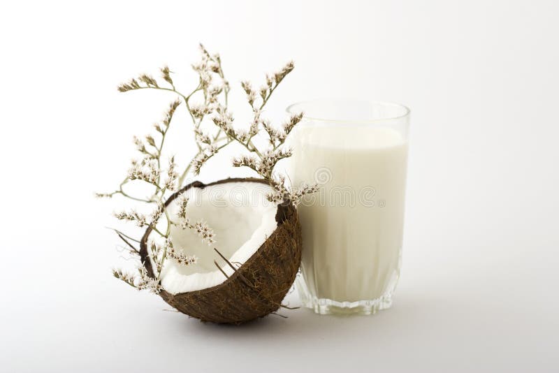 Glass of milk and coconut