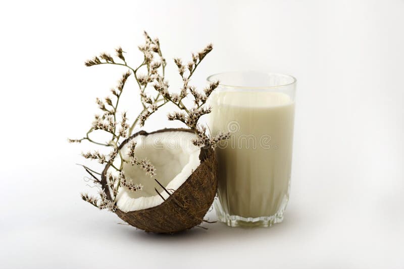 Glass of milk and coconut