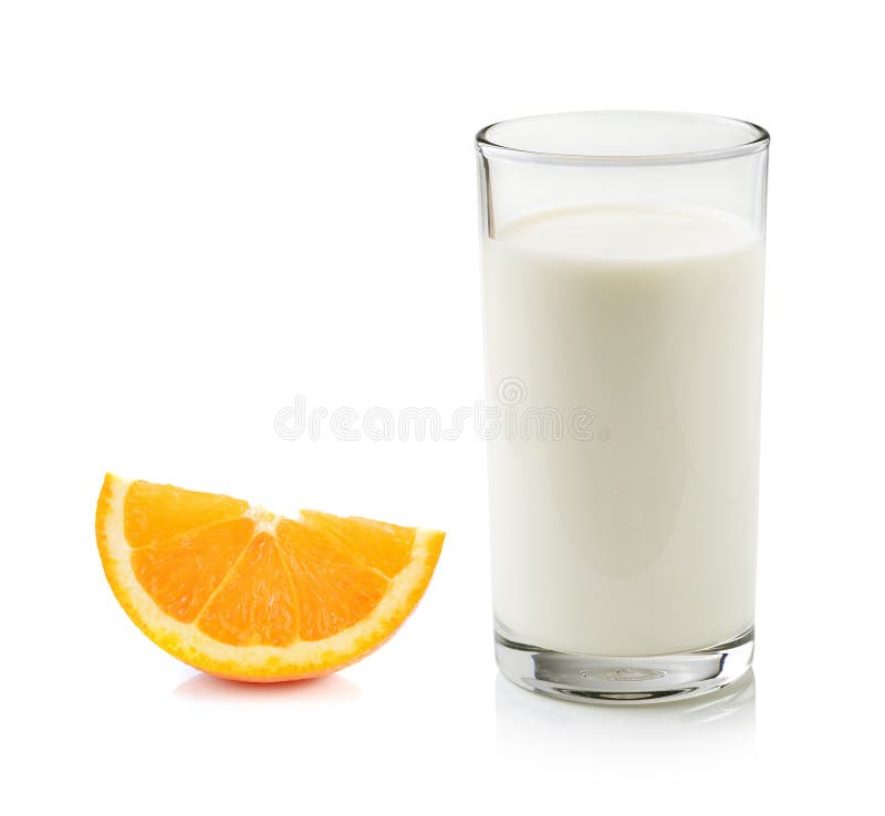 Glass of Milk and Half of Orange Stock Photo Image of white, isolated