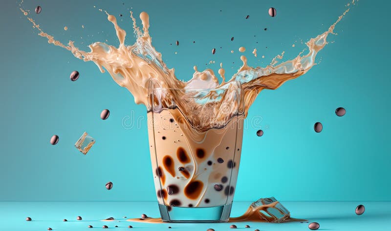 A Glass of Milk with a Splash of Liquid on it Stock Illustration ...