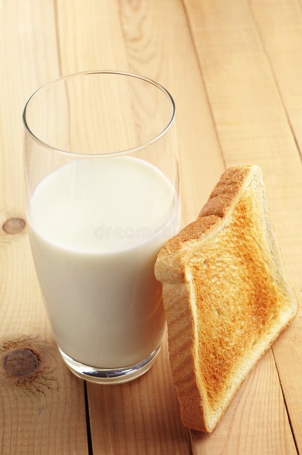 Glass of milk and toast stock image. Image of food 