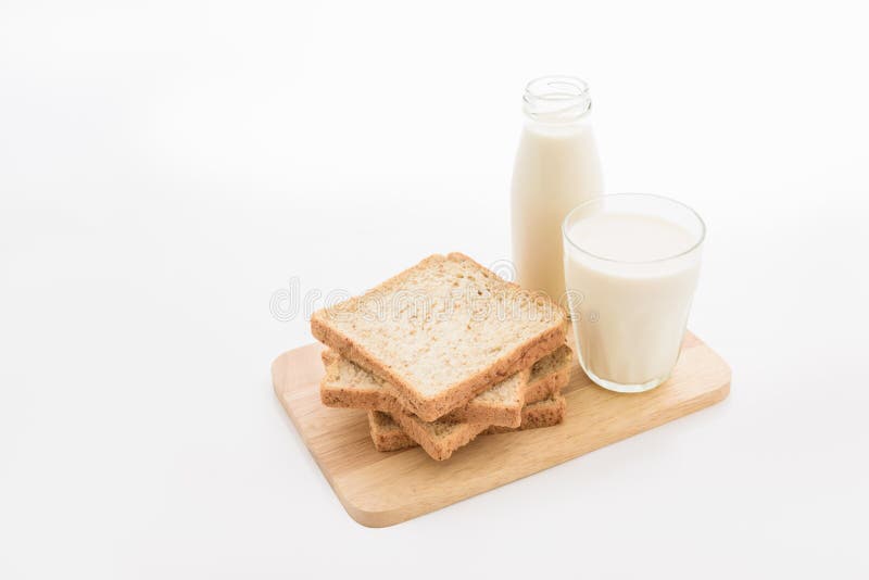 Glass Of Milk And Whole Wheat Bread Stock Photo Image of crust, care