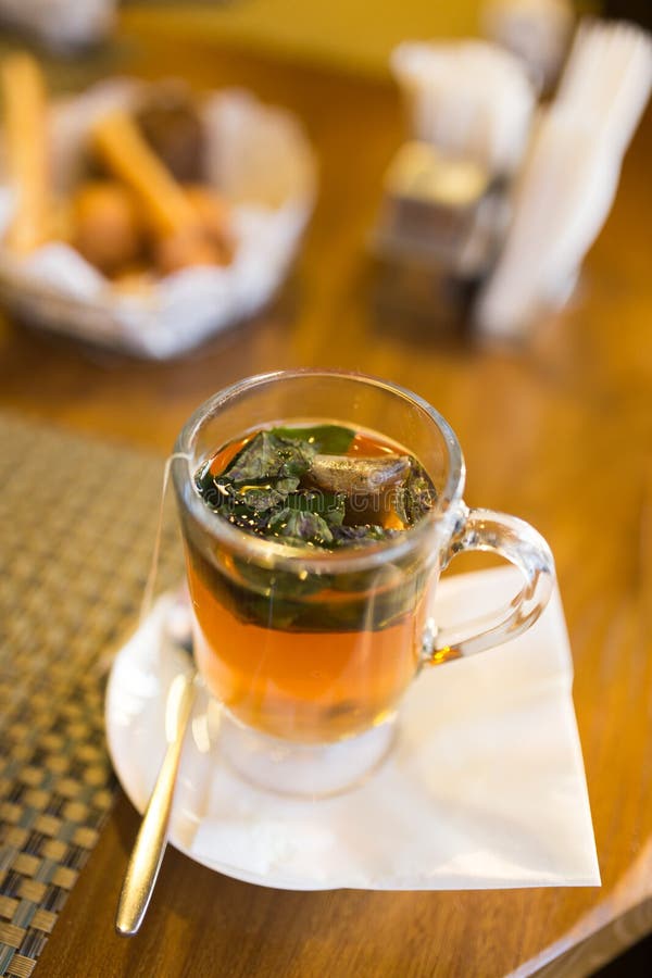 A Glass of Mint Tea in a Restaurant Stock Image Image of sweet, drink 91833997