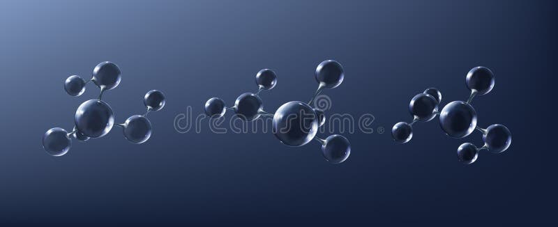 Glass molecule, atom, particle set. Reflective and refractive abstract molecular vector illustration