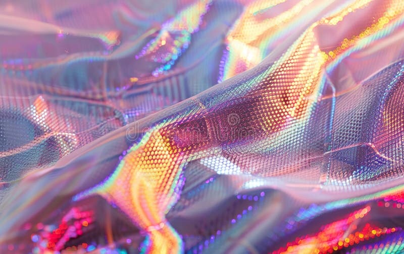 Glass morphism grain texture. Heatmap style psychedelic surrealistic hologram textile, soft folds. Holographic abstract design. royalty free illustration