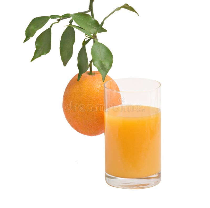 Glass of natural orange juice and orange royalty free stock photo