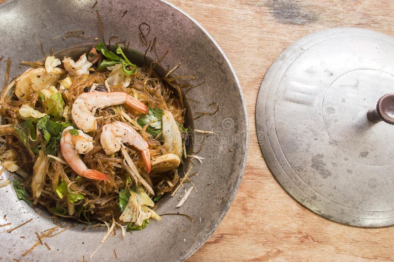 Glass Noodles Barked with King Prawn Stock Image Image of herbal